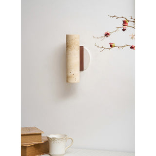 Celore Cylindre-Bois Travertin Luminaire Mural