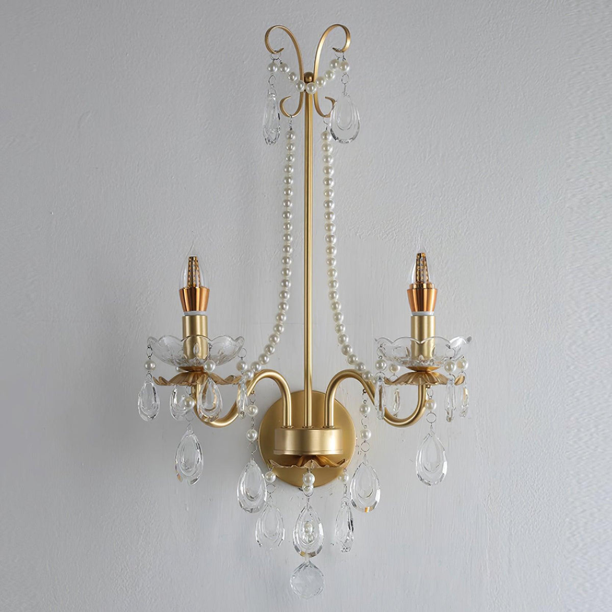 Wall Lamp Metal Crystal Pearls Ornate Elegant Chic Home Elegant-Neutral Decor