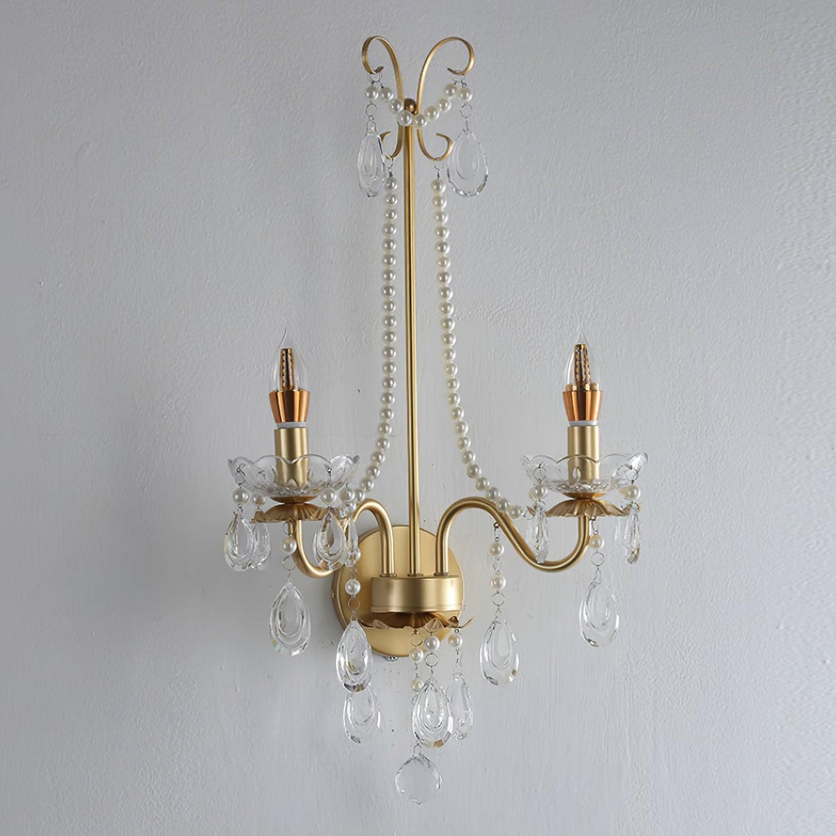 Wall Lamp Metal Crystal Pearls Ornate Elegant Chic Home Elegant-Neutral Decor