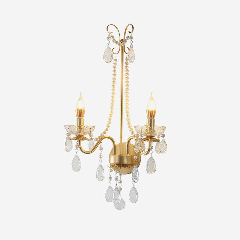 Wall Lamp Metal Crystal Pearls Ornate Elegant Chic Home Elegant-Neutral Decor