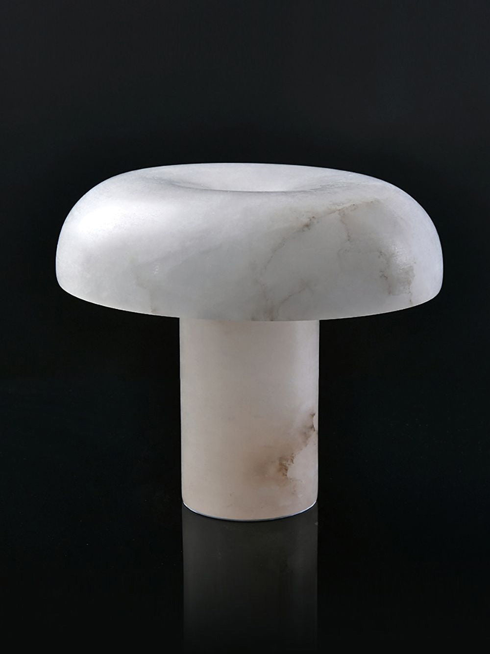 Table Lamp Alabaster Mushroom Shade Brass Base Sculptural Warm-Neutral Decor