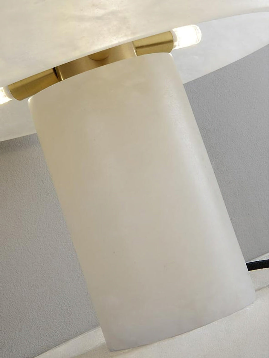 Table Lamp Alabaster Mushroom Shade Brass Base Sculptural Warm-Neutral Decor