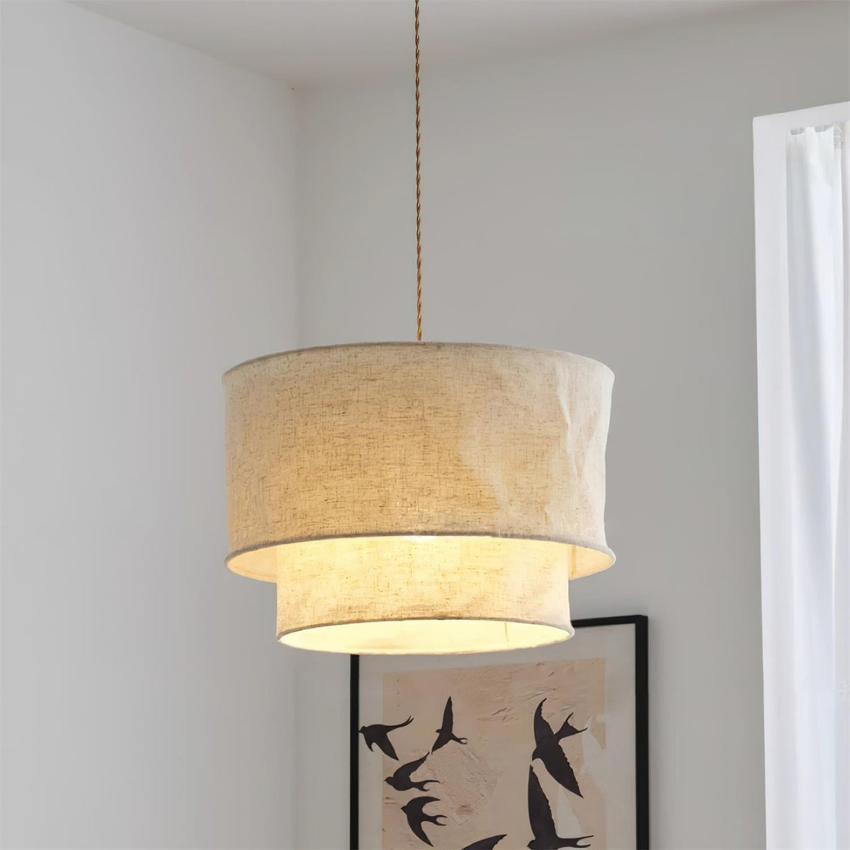 Nuvai Natural Linen Pendant Light-Neutral Decor