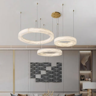 Olloros Albâtre Multi-Anneau Pendentif Lumière