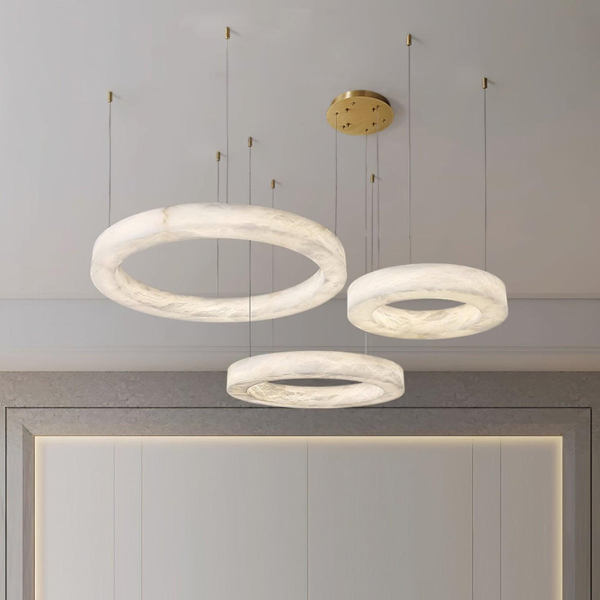 Olloros Albâtre Multi-Anneau Pendentif Lumière
