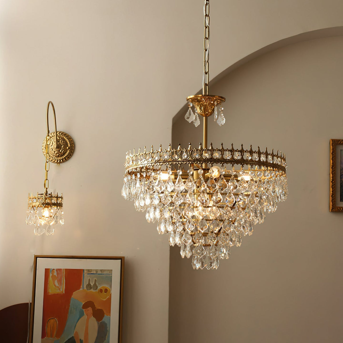 A single crystal element from the Marilyn Chandelier, showing its clarity and cut.