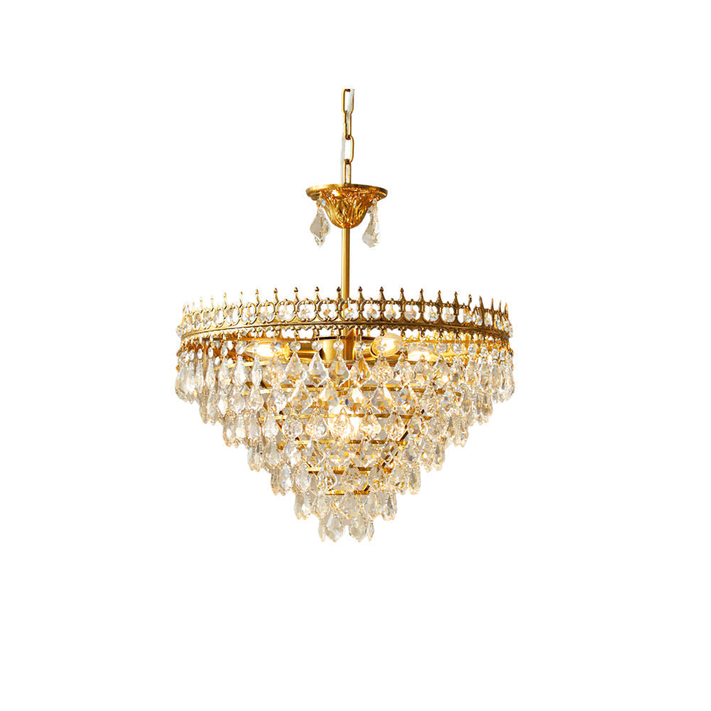 Marilyn Crystal Chandelier hanging in a luxurious dining room.