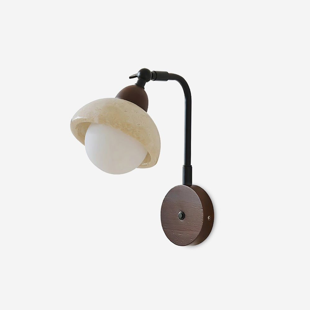 Solaro Wall Light Travertine White Opalescent Globe-Neutral Decor