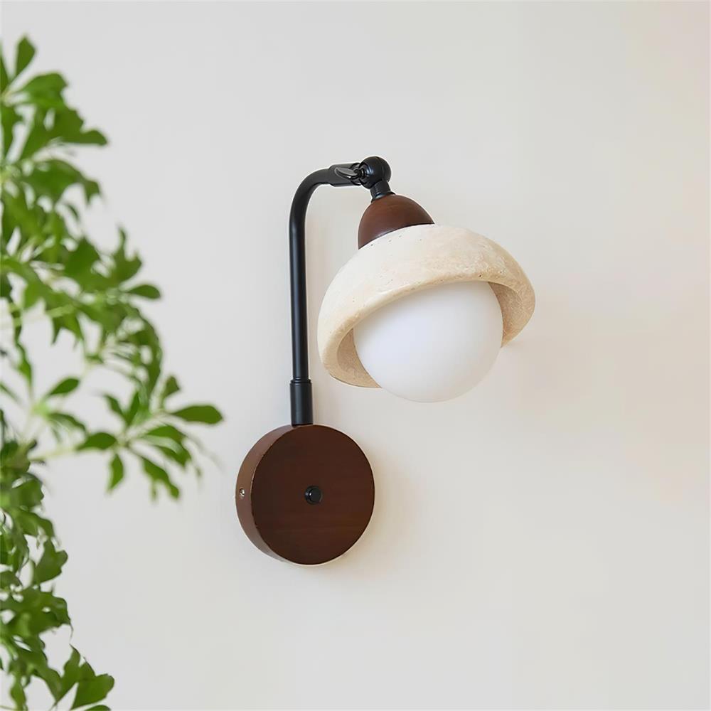 Solaro Wall Light Travertine White Opalescent Globe-Neutral Decor