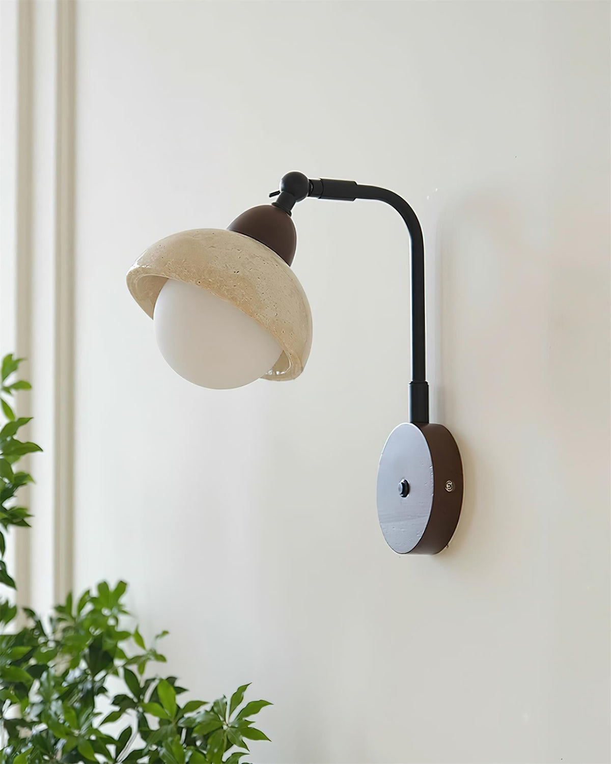 Solaro Wall Light Travertine White Opalescent Globe-Neutral Decor