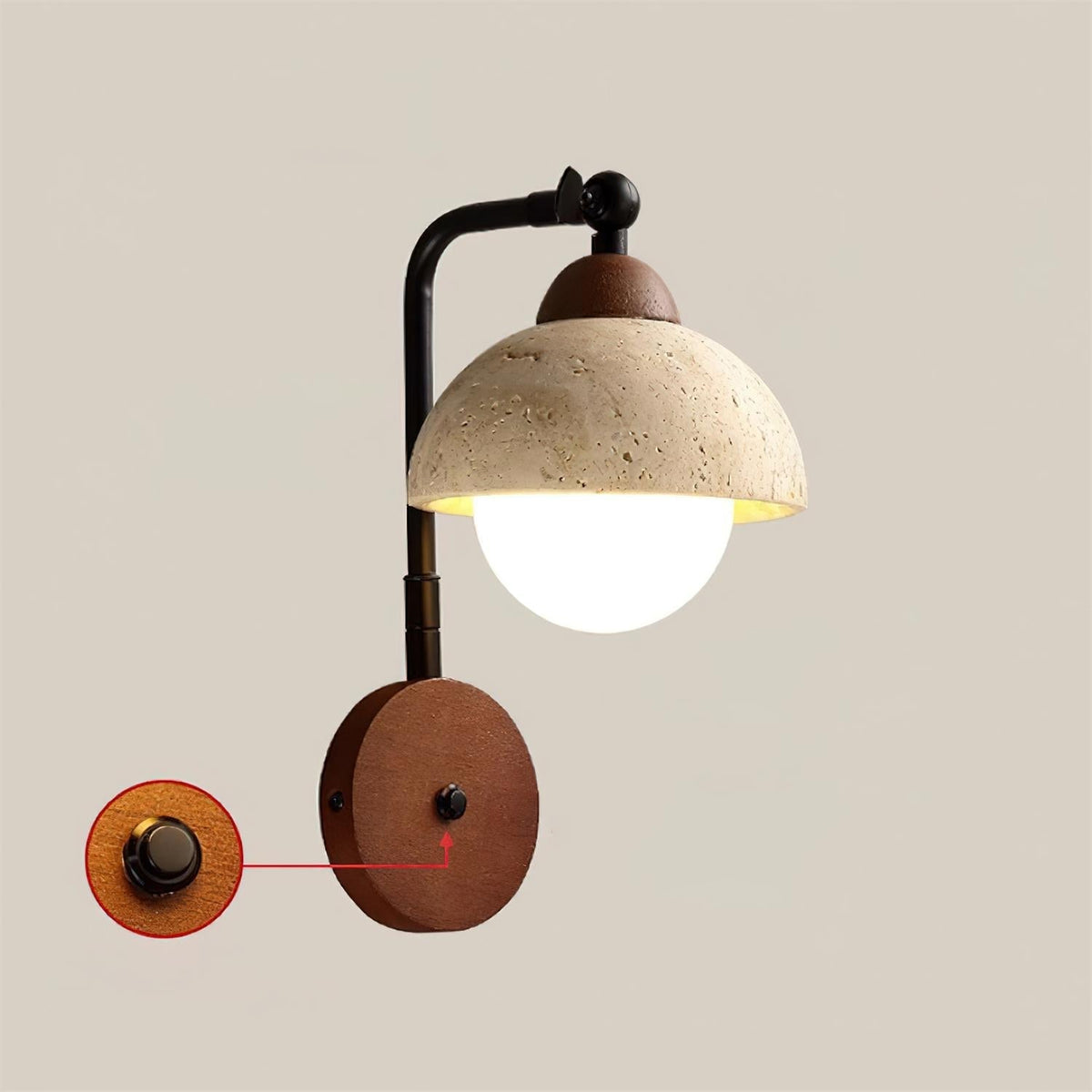 Solaro Wall Light Travertine White Opalescent Globe-Neutral Decor