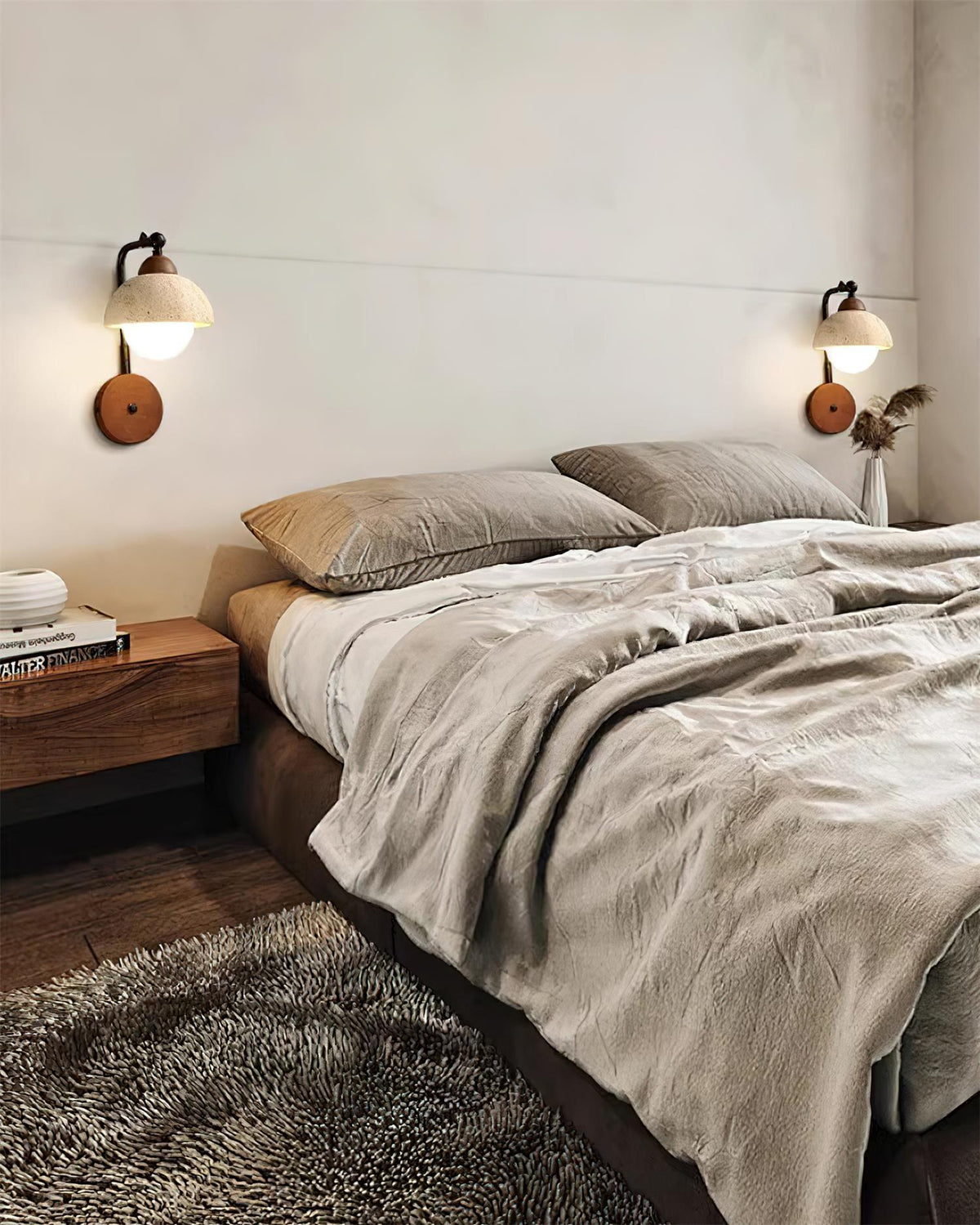 Solaro Wall Light Travertine White Opalescent Globe-Neutral Decor