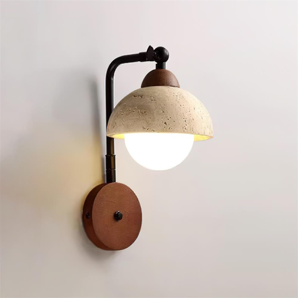 Solaro Wall Light Travertine White Opalescent Globe-Neutral Decor