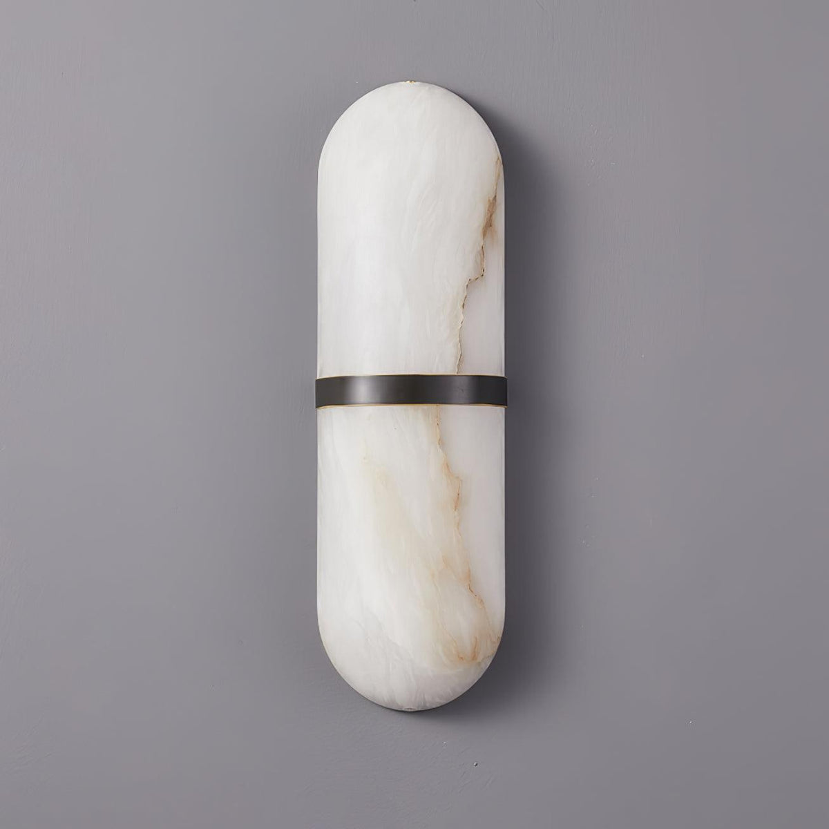 Wall Lamp Alabaster Capsule Brass Band-Neutral Decor