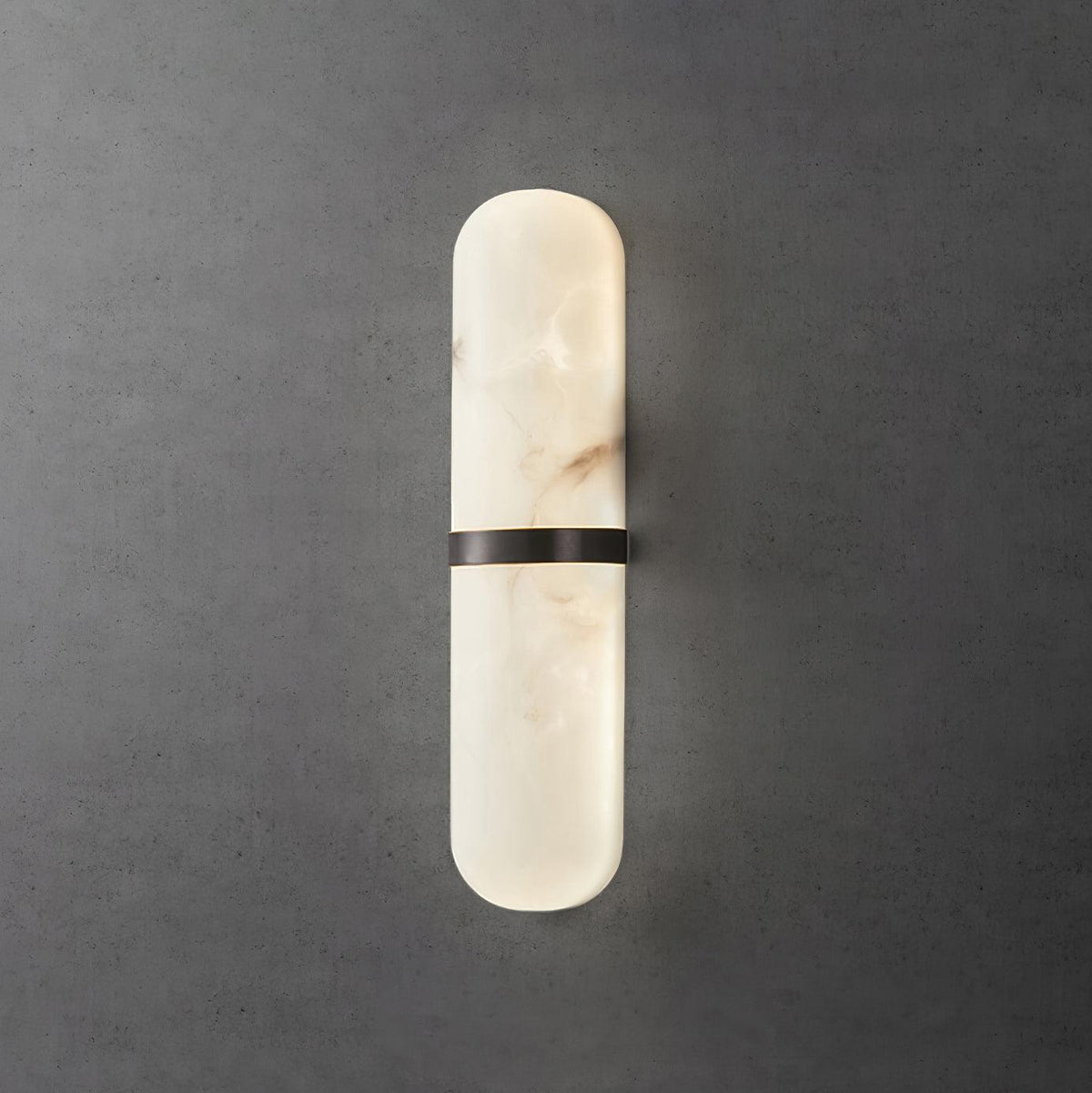 Wall Lamp Alabaster Capsule Brass Band-Neutral Decor