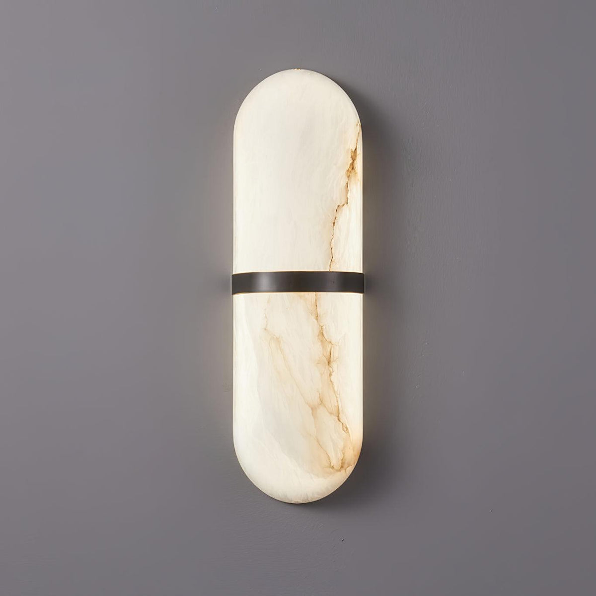 Wall Lamp Alabaster Capsule Brass Band-Neutral Decor