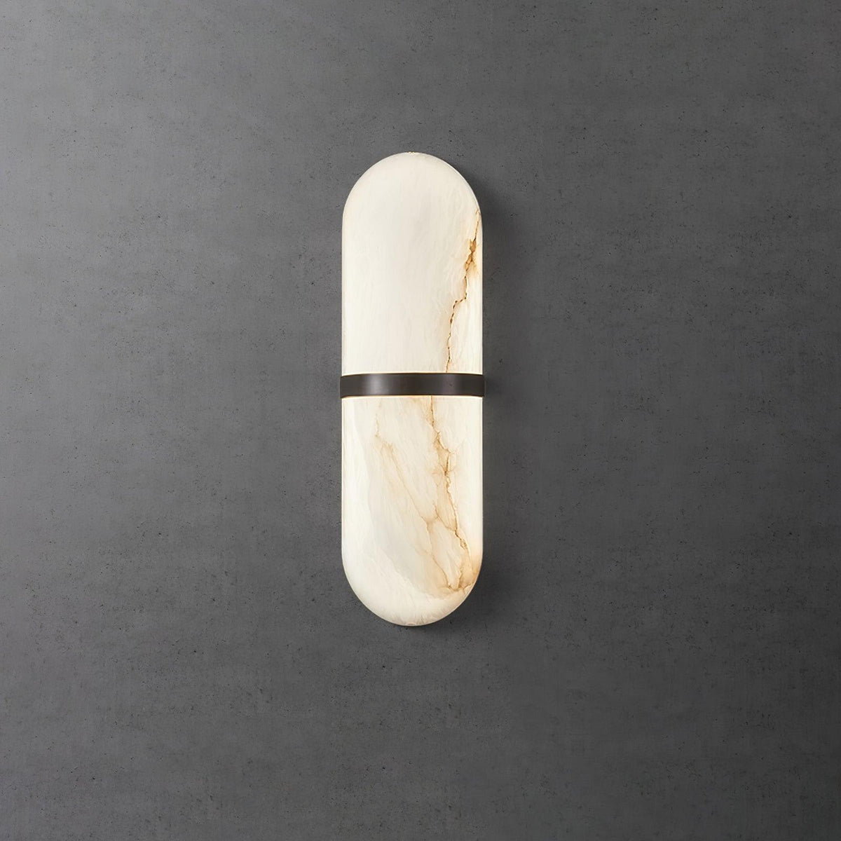 Wall Lamp Alabaster Capsule Brass Band-Neutral Decor