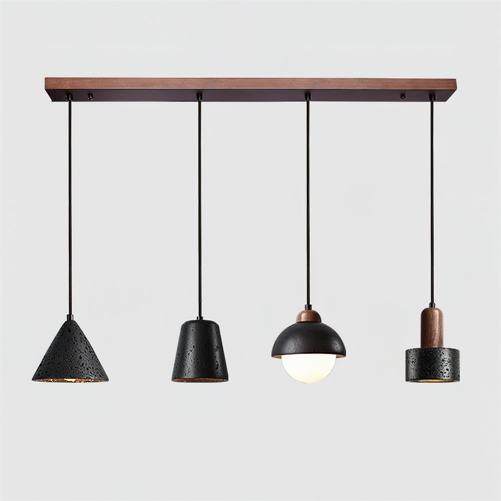 Ritta Black Travertine Pendant Light Set-Neutral Decor