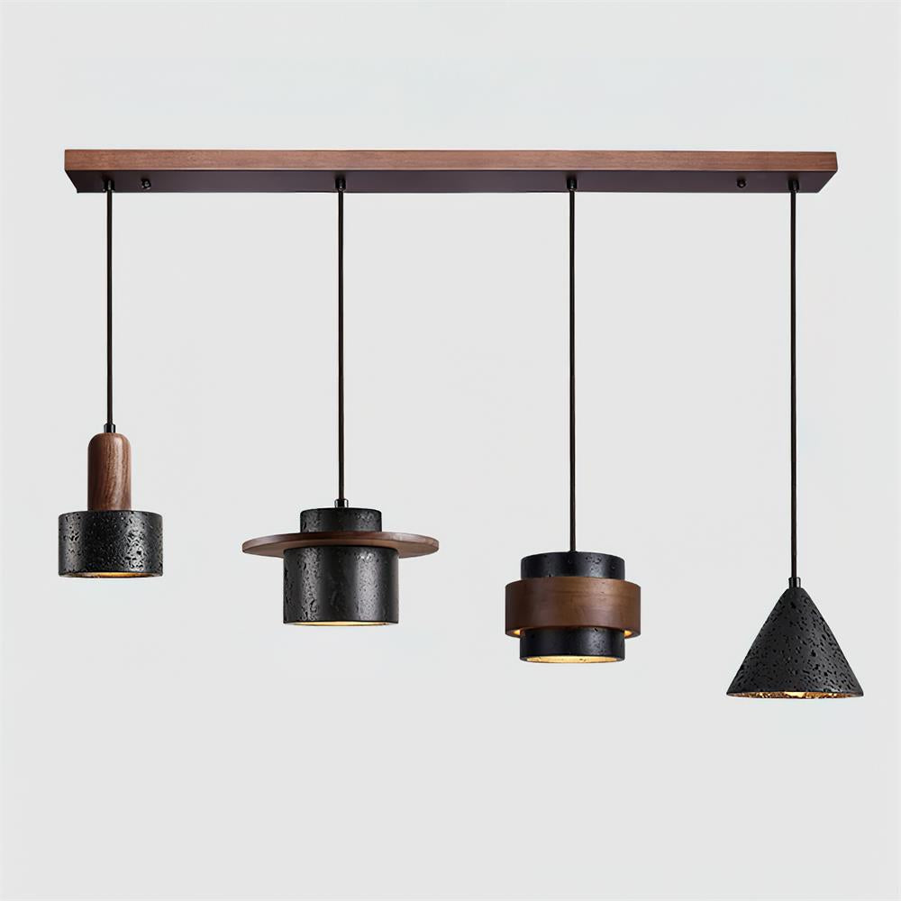 Ritta Black Travertine Pendant Light Set-Neutral Decor