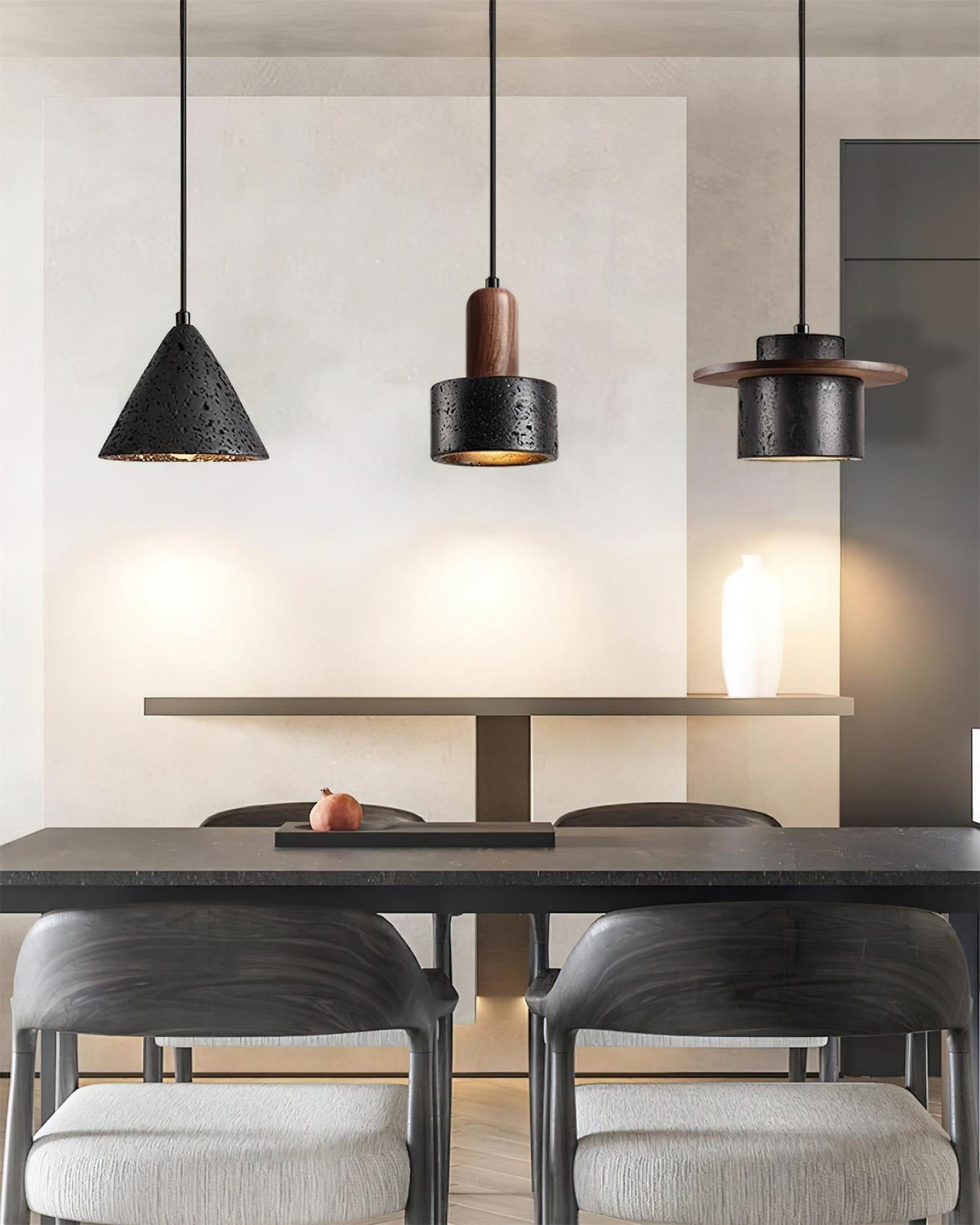 Ritta Black Travertine Pendant Light Set-Neutral Decor