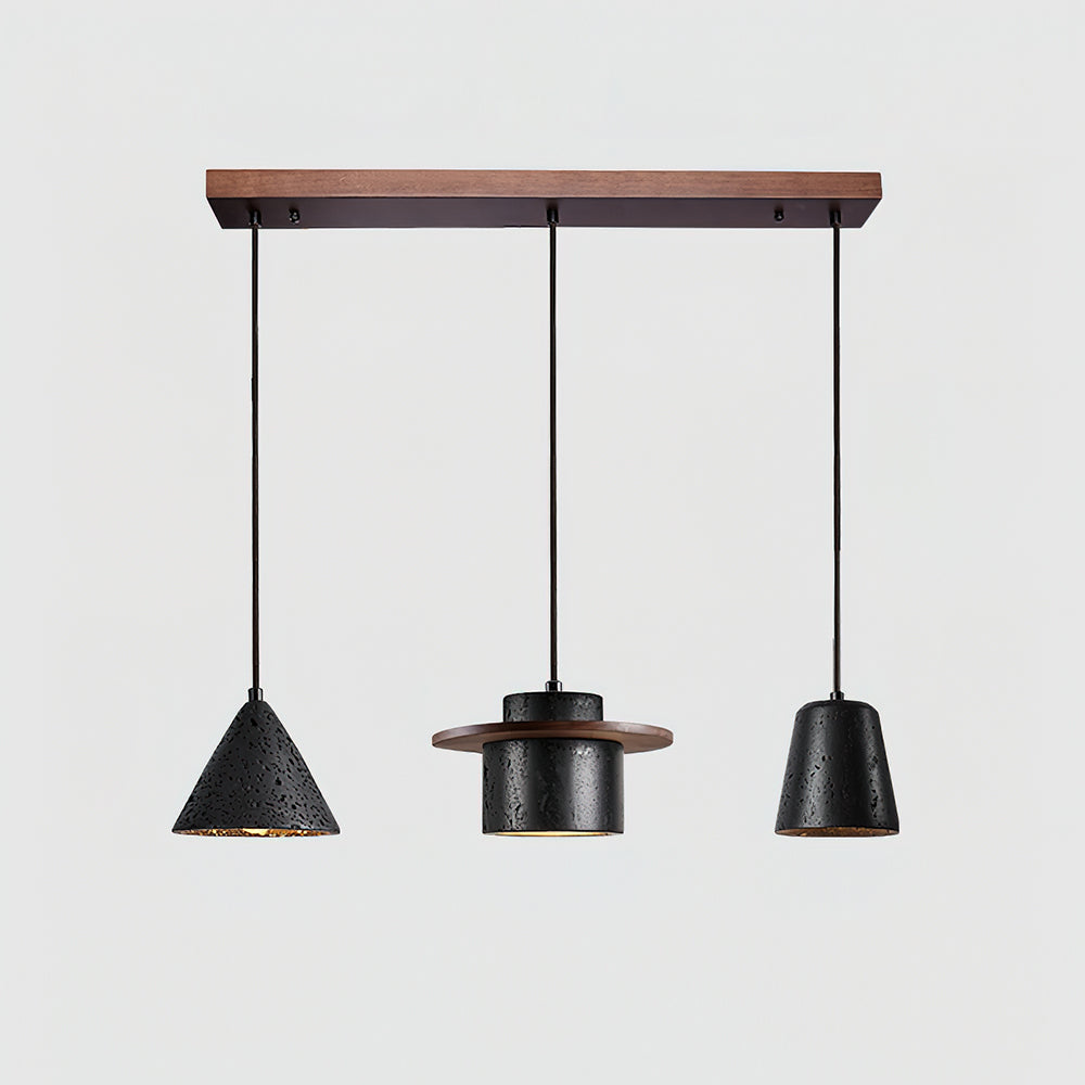 Ritta Black Travertine Pendant Light Set-Neutral Decor