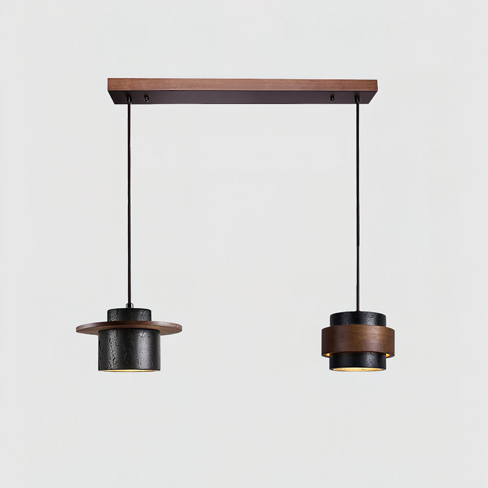 Ritta Black Travertine Pendant Light Set-Neutral Decor