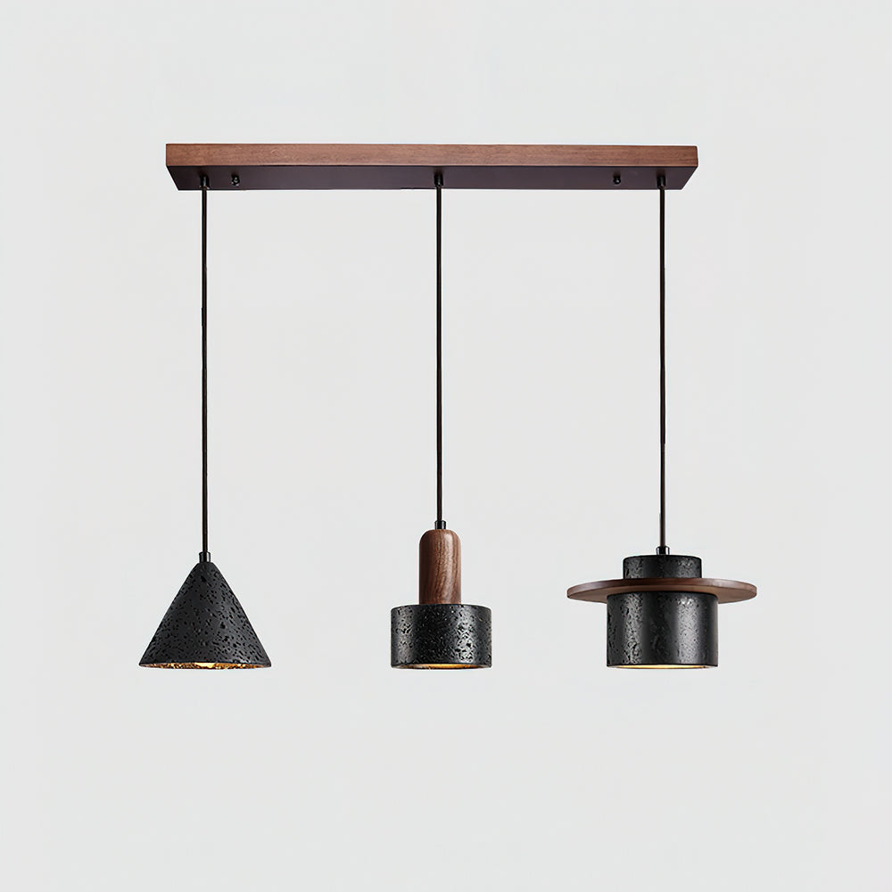 Ritta Black Travertine Pendant Light Set-Neutral Decor