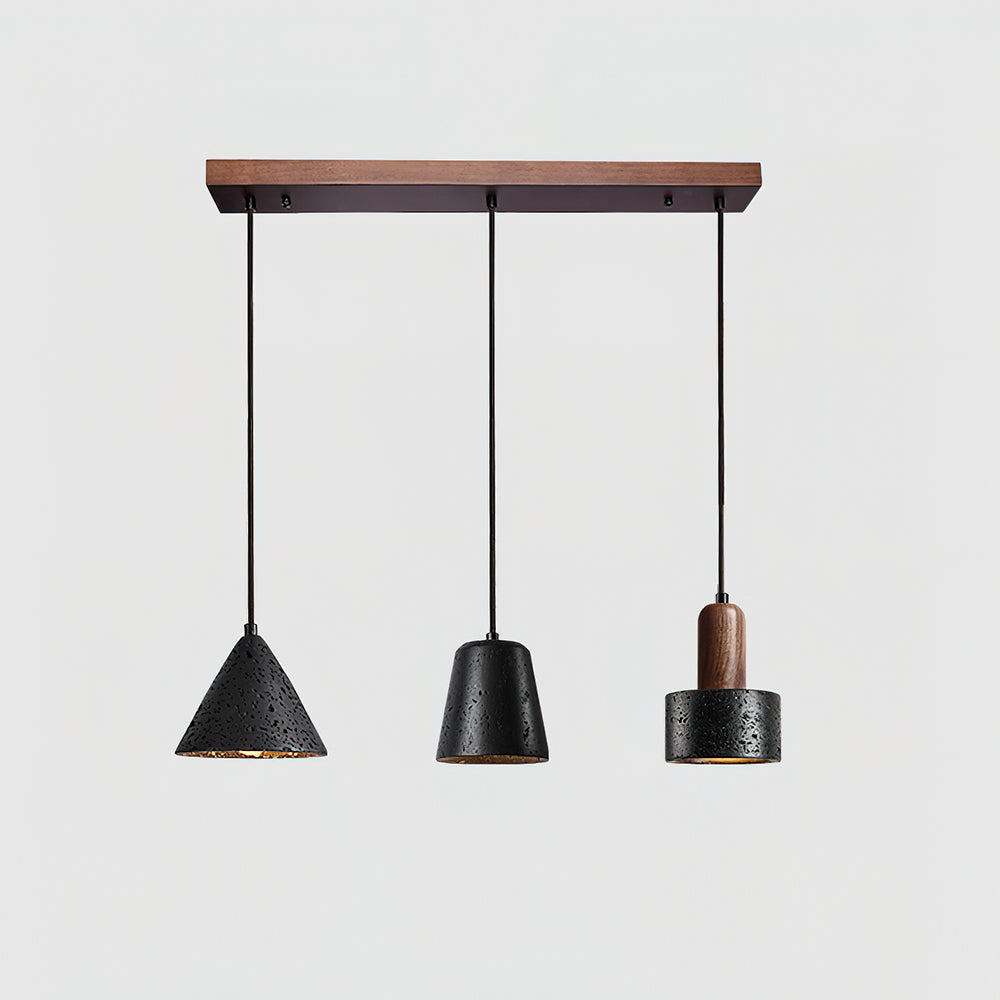 Ritta Black Travertine Pendant Light Set-Neutral Decor
