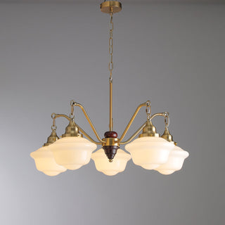 Lustra Lustre Laiton Bois Verre Satiné Classique