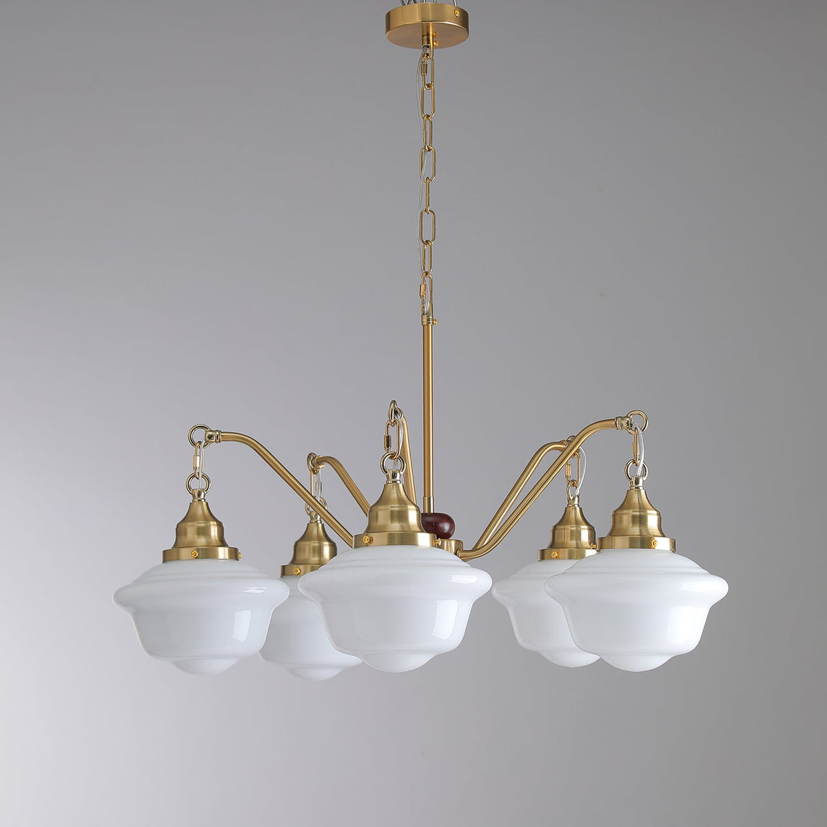 Maviana Lustre Laiton Bois Verre Satiné Classique