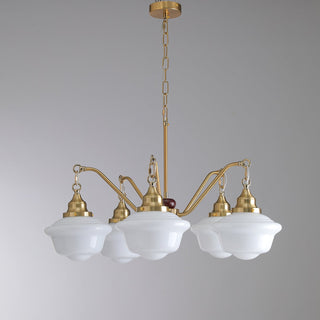 Lustra Lustre Laiton Bois Verre Satiné Classique