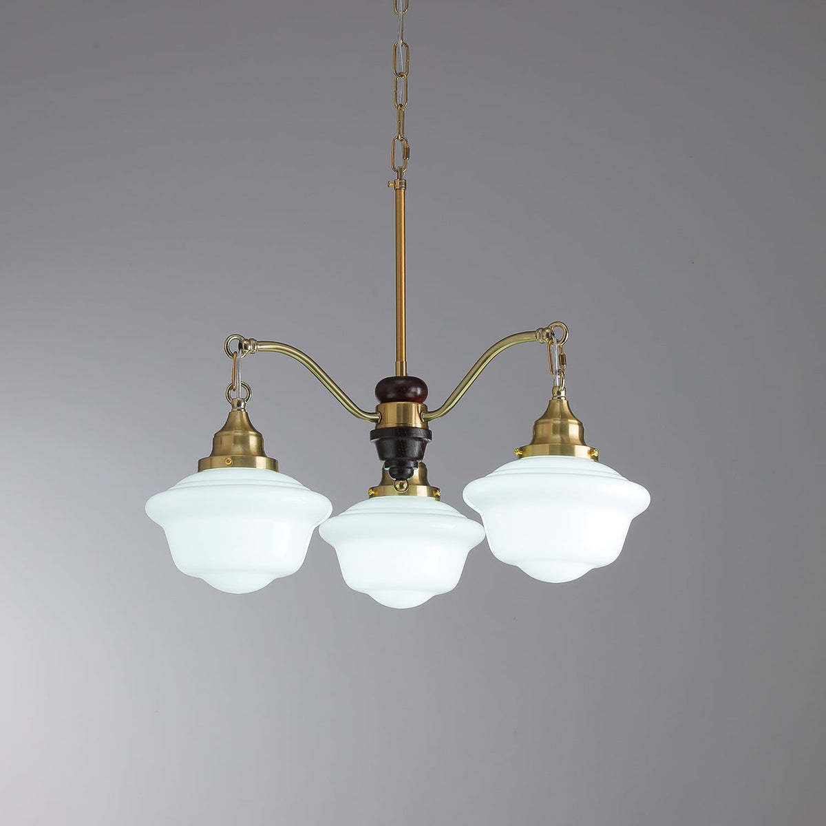 Maviana Lustre Laiton Bois Verre Satiné Classique
