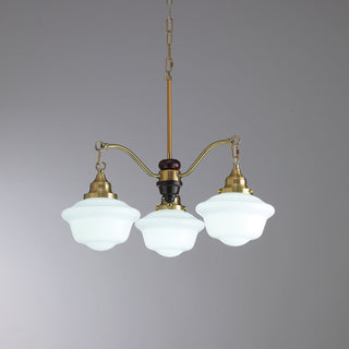 Lustra Lustre Laiton Bois Verre Satiné Classique