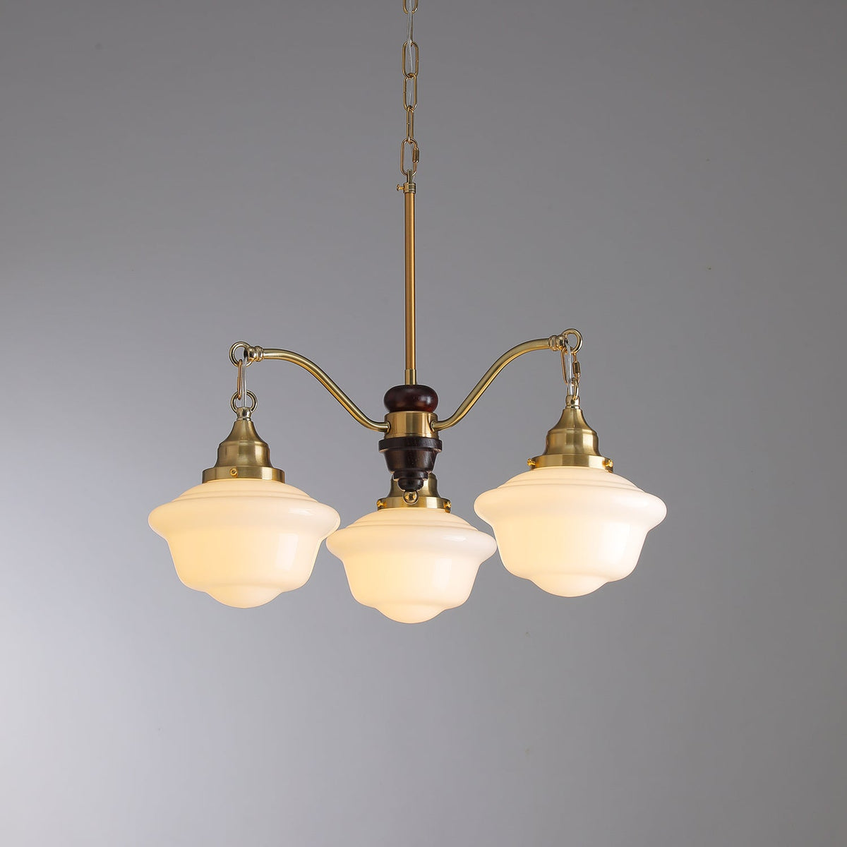Maviana Lustre Laiton Bois Verre Satiné Classique