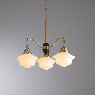 Lustra Lustre Laiton Bois Verre Satiné Classique