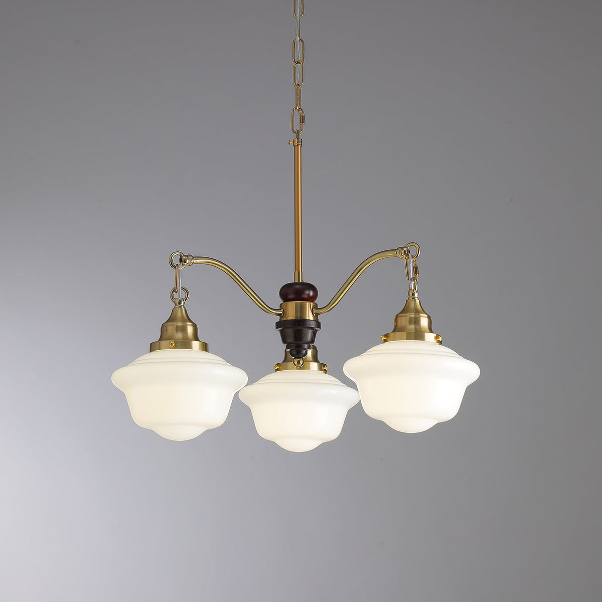 Maviana Lustre Laiton Bois Verre Satiné Classique