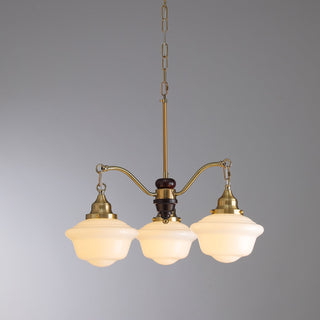 Lustra Lustre Laiton Bois Verre Satiné Classique