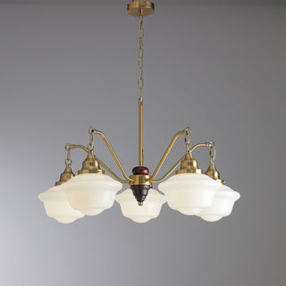 Lustra Lustre Laiton Bois Verre Satiné Classique