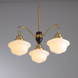 Lustra Lustre Laiton Bois Verre Satiné Classique