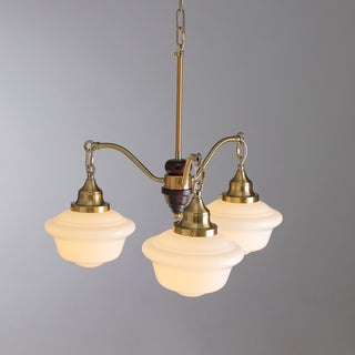 Lustra Lustre Laiton Bois Verre Satiné Classique