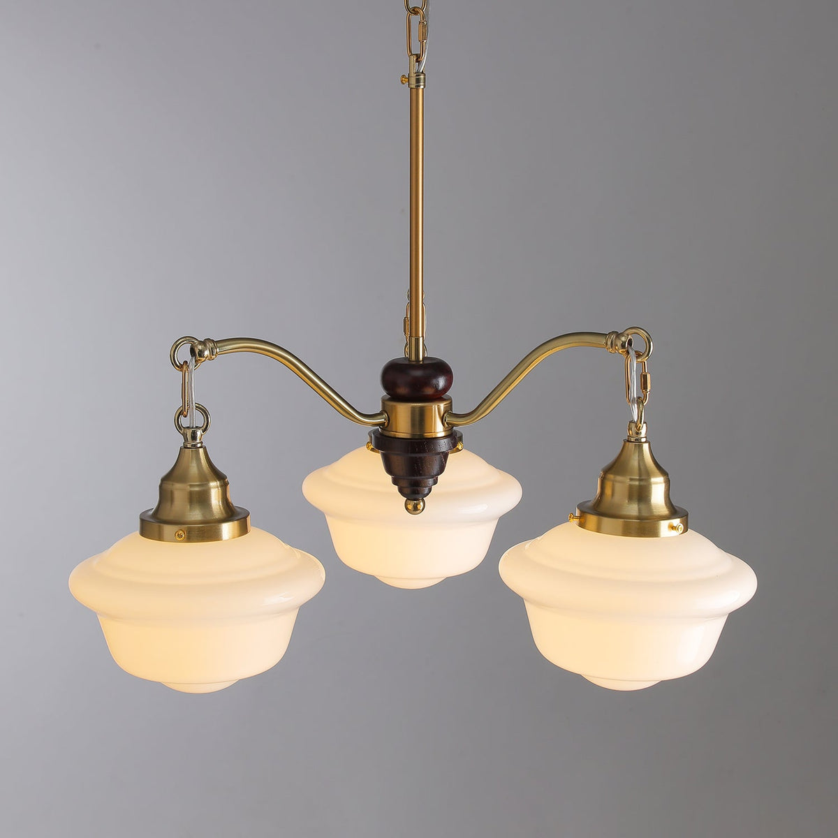 Maviana Lustre Laiton Bois Verre Satiné Classique