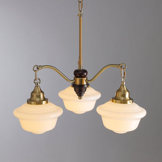 Lustra Lustre Laiton Bois Verre Satiné Classique