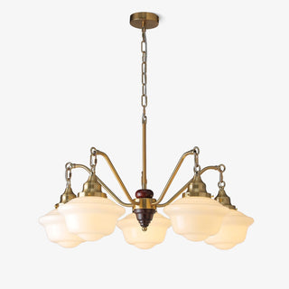 Lustra Lustre Laiton Bois Verre Satiné Classique