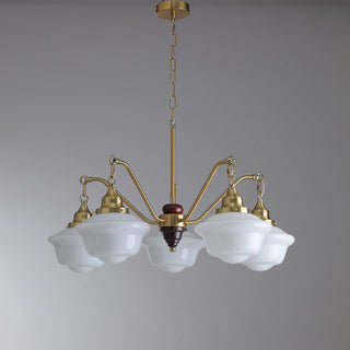 Lustra Lustre Laiton Bois Verre Satiné Classique