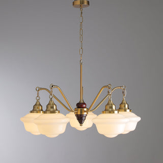 Lustra Lustre Laiton Bois Verre Satiné Classique