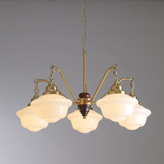 Lustra Lustre Laiton Bois Verre Satiné Classique