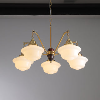 Lustra Lustre Laiton Bois Verre Satiné Classique