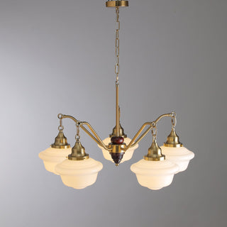 Lustra Lustre Laiton Bois Verre Satiné Classique
