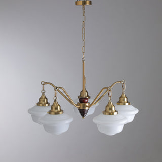 Lustra Lustre Laiton Bois Verre Satiné Classique