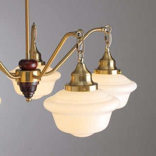 Lustra Lustre Laiton Bois Verre Satiné Classique